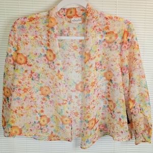 Kim Rogers Sheer Floral Flowy Bolero Top NWT PM